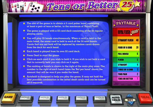 tensorbetter25hands_paytable